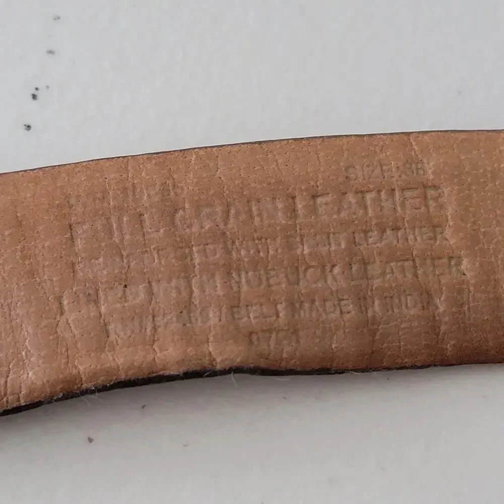 Genuine Leather Belt Natural Brown Mens Size 38 with Silver Buckle Classic Style